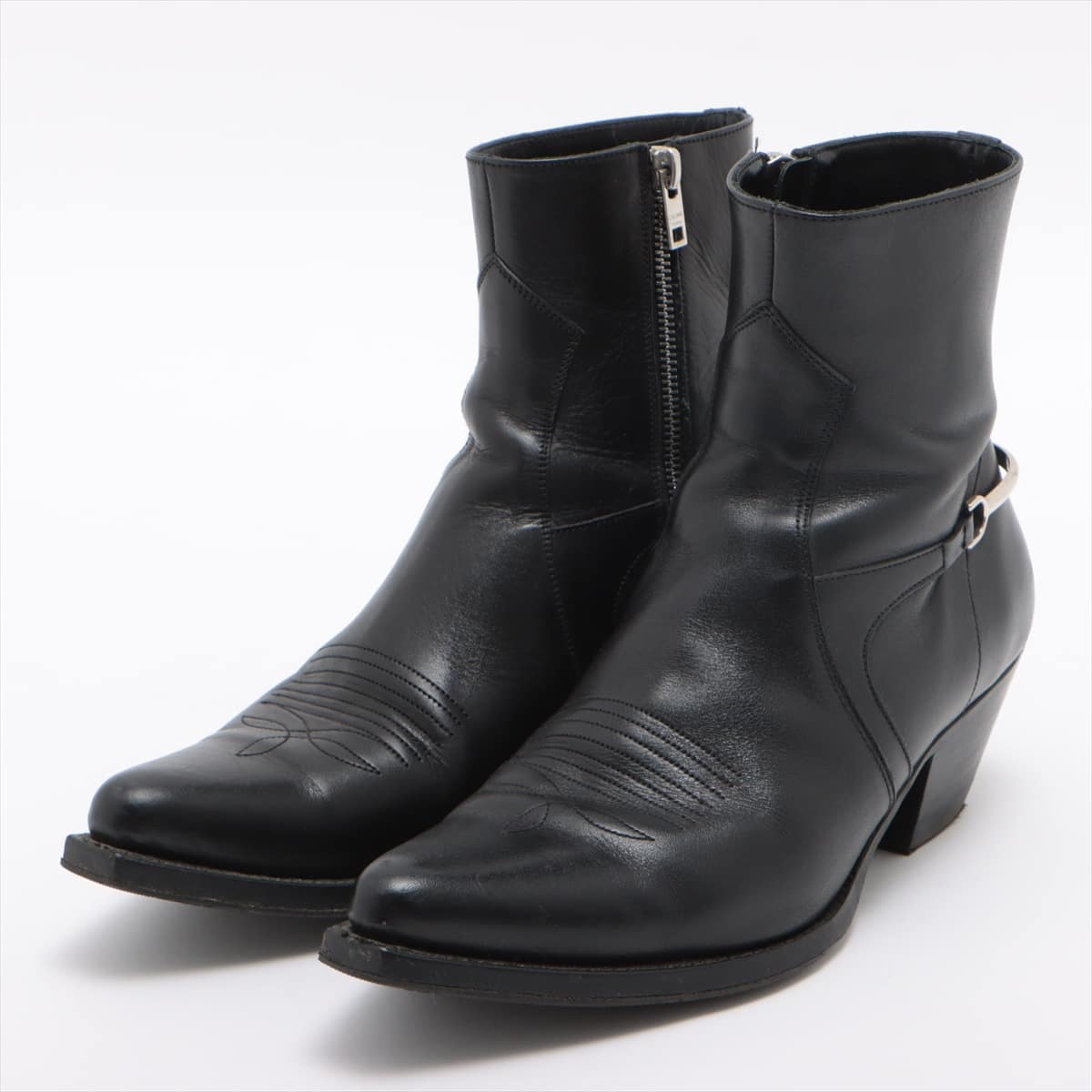 CELINE 20 years Leather Boots 40 Unisex Black Berlin Cavalry Side zip