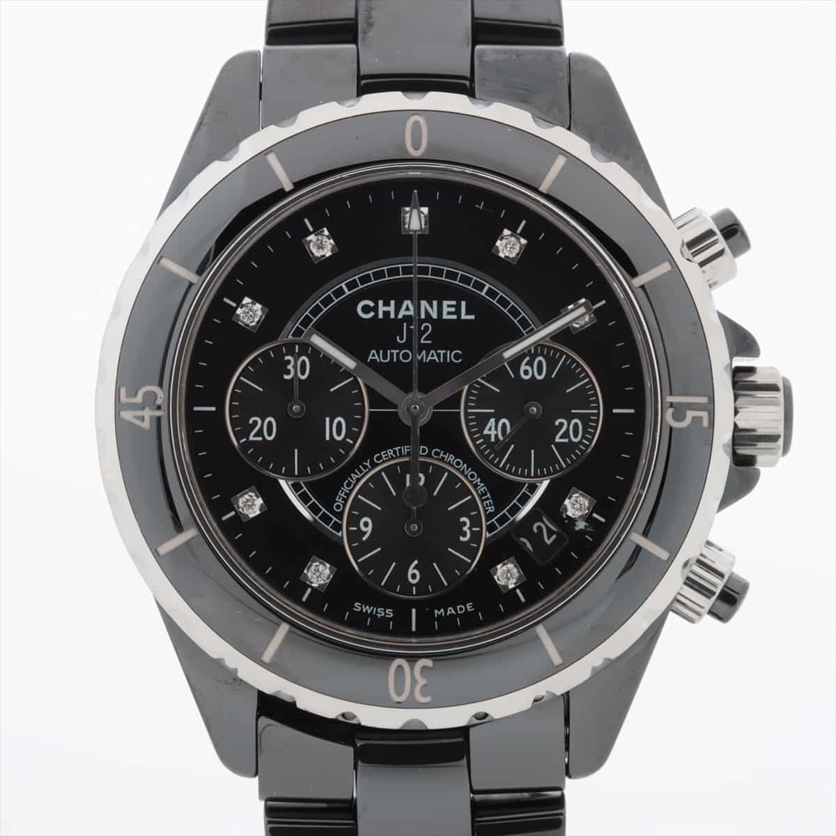 Chanel J12 Chronograph H2419 SS×CE AT Black-Face Extra Link 1