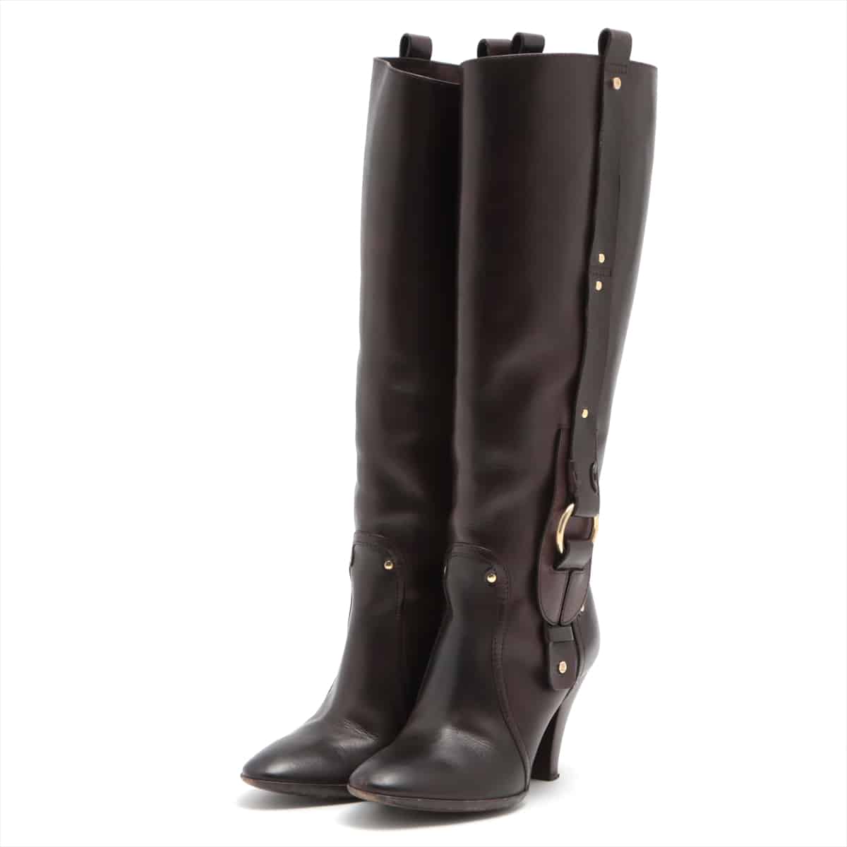 CELINE Triomphe Leather Long boots 36 1/2 Ladies' Brown