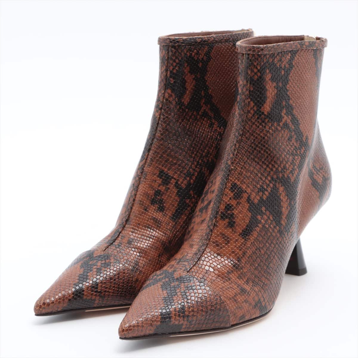 Jimmy Choo 21AW Leather Boots 37 Ladies' Brown KIX65 snake print