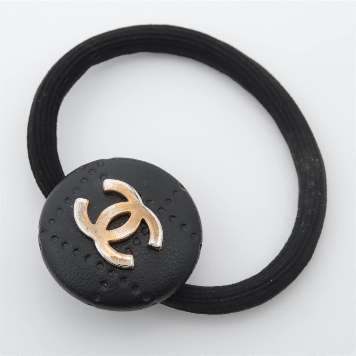Chanel Coco Mark Hair tie Leather Black
