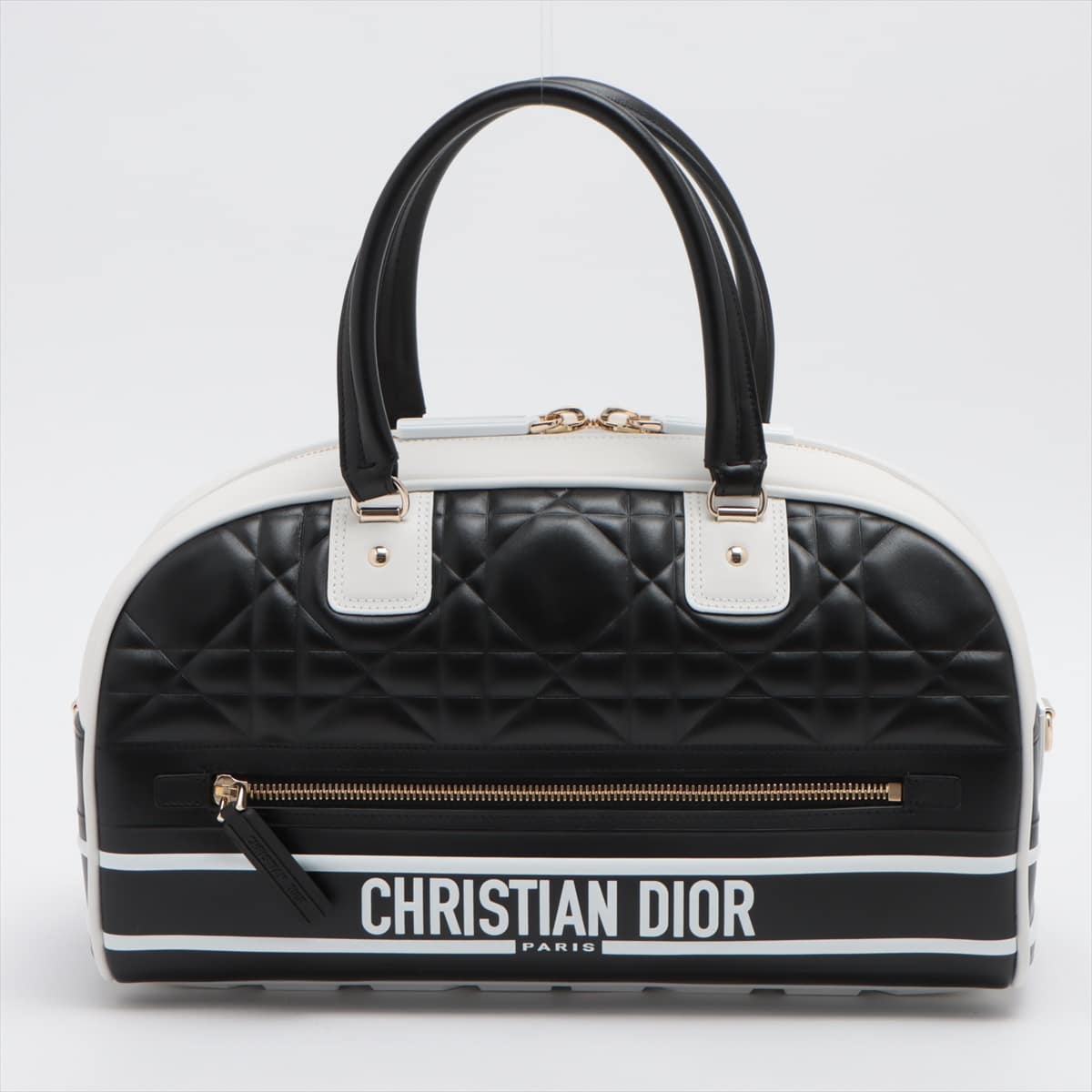 Christian Dior DIOR Vaib Leather × Rubber 2way handbag Black × White