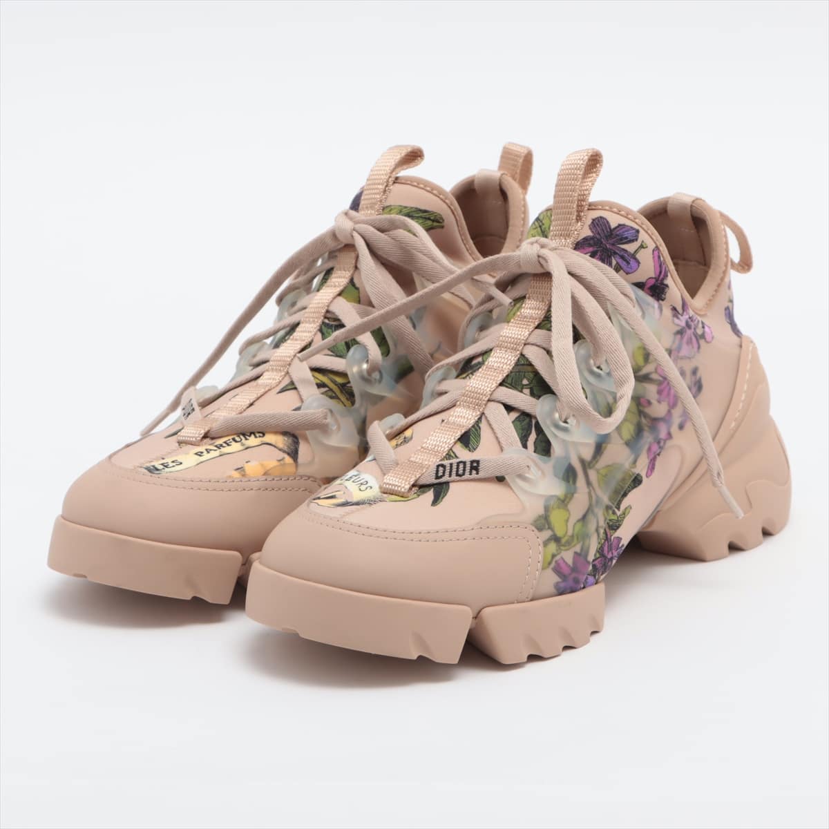 Christian Dior 21 years Fabric Sneakers 36 Ladies' Beige D-CONNECT  FLERUS DU PRINTEMPS flower pattern
