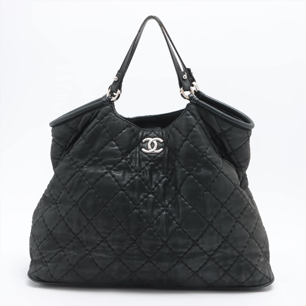 Chanel Matelasse Coating leather Chain tote bag 2WAY Grey Silver Metal fittings 16XXXXXX