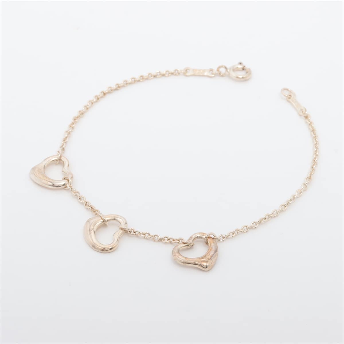 Tiffany Three Open Heart Bracelet 925 2.9g Silver