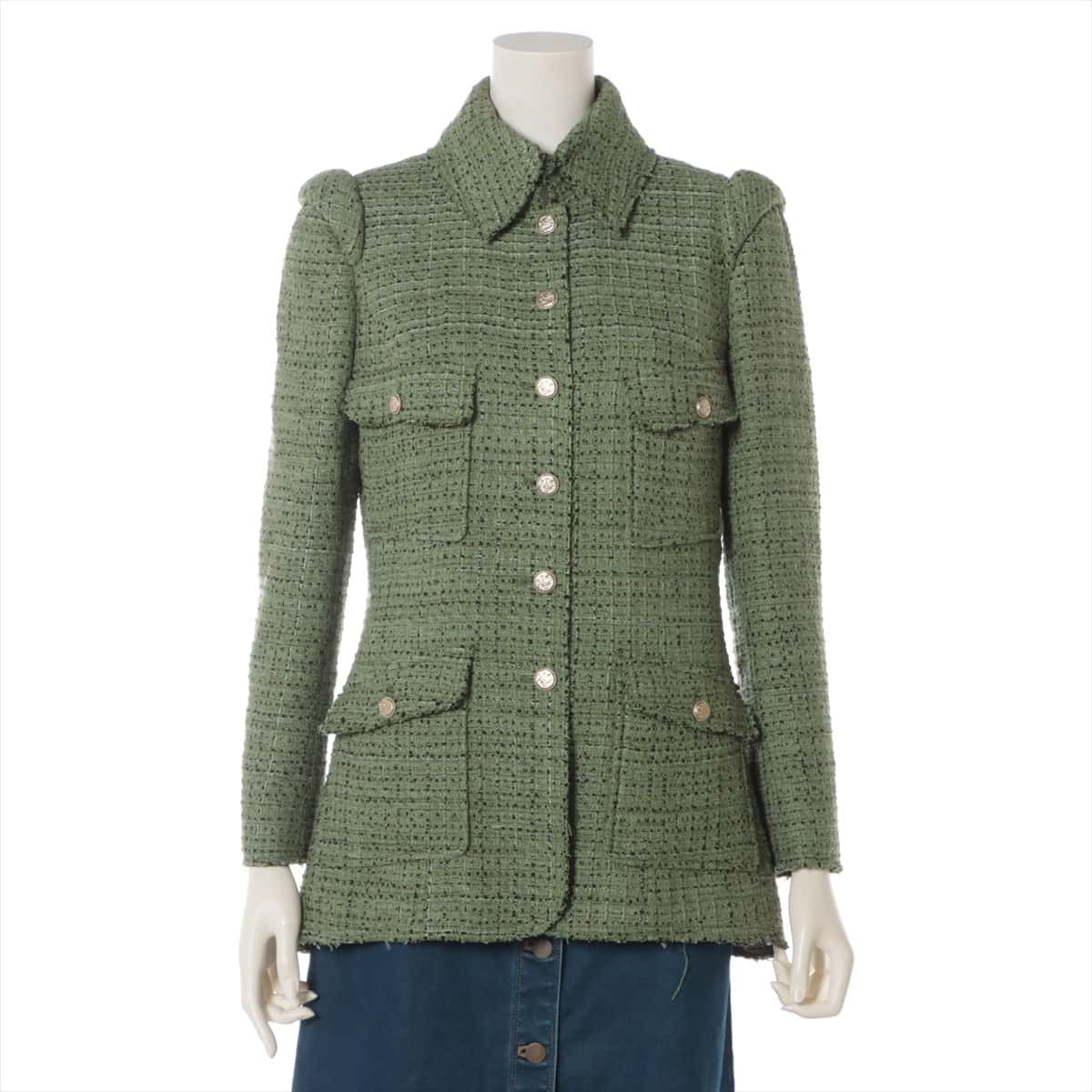 Chanel 08C Tweed Jacket 40 Ladies' Green