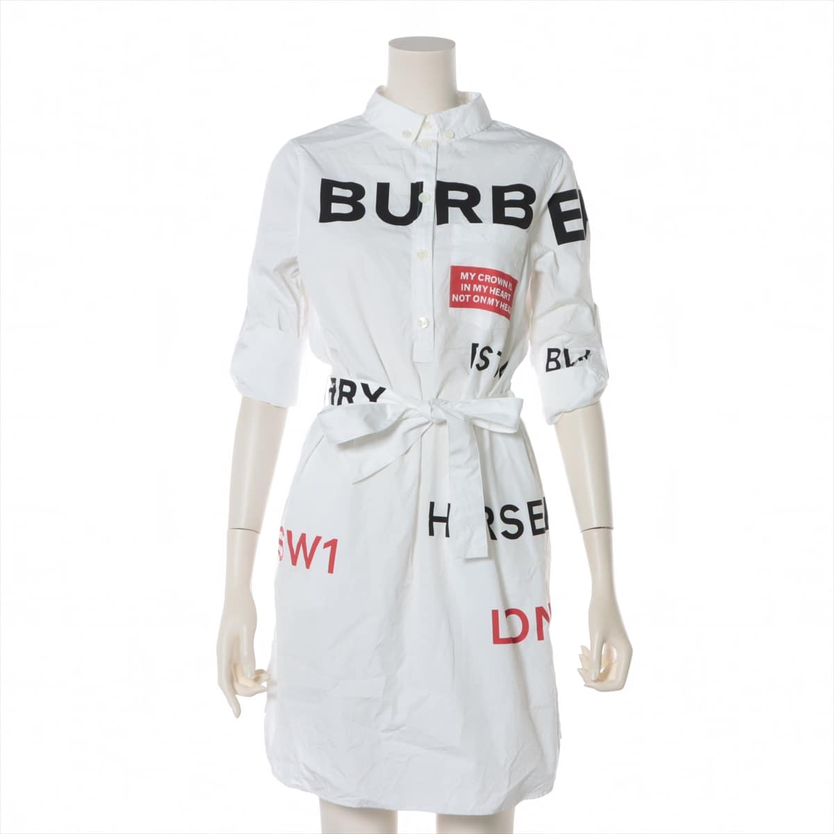 Burberry Horse ferry Cotton Shirt dress 34 Ladies' White  8013907