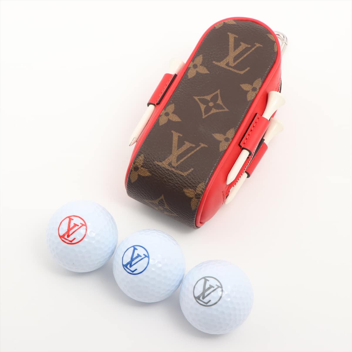 Louis Vuitton GI0297 sets golfing Andrews Golf ball case PVC & leather Red x brown