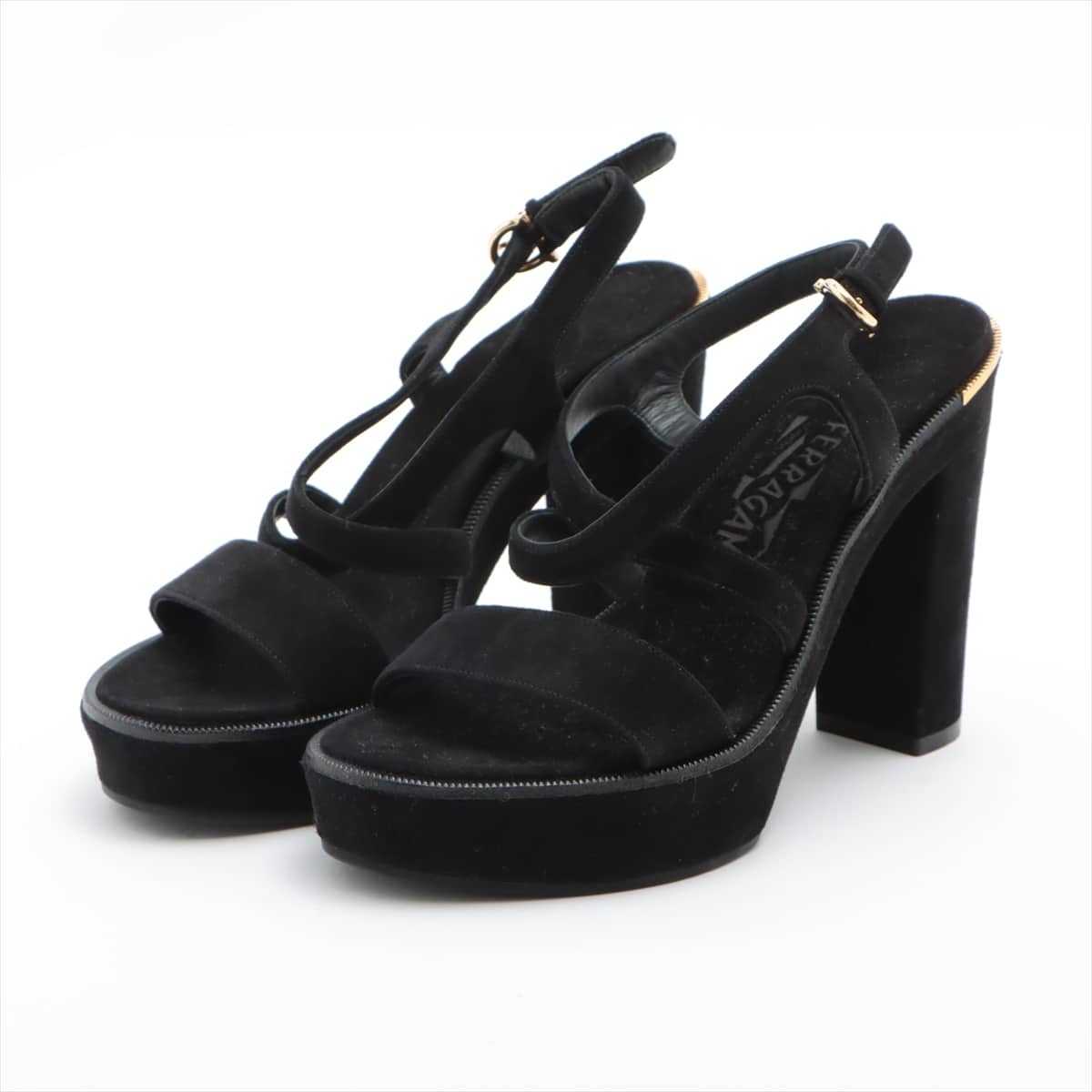 Ferragamo Suede Sandals 5C Ladies' Black