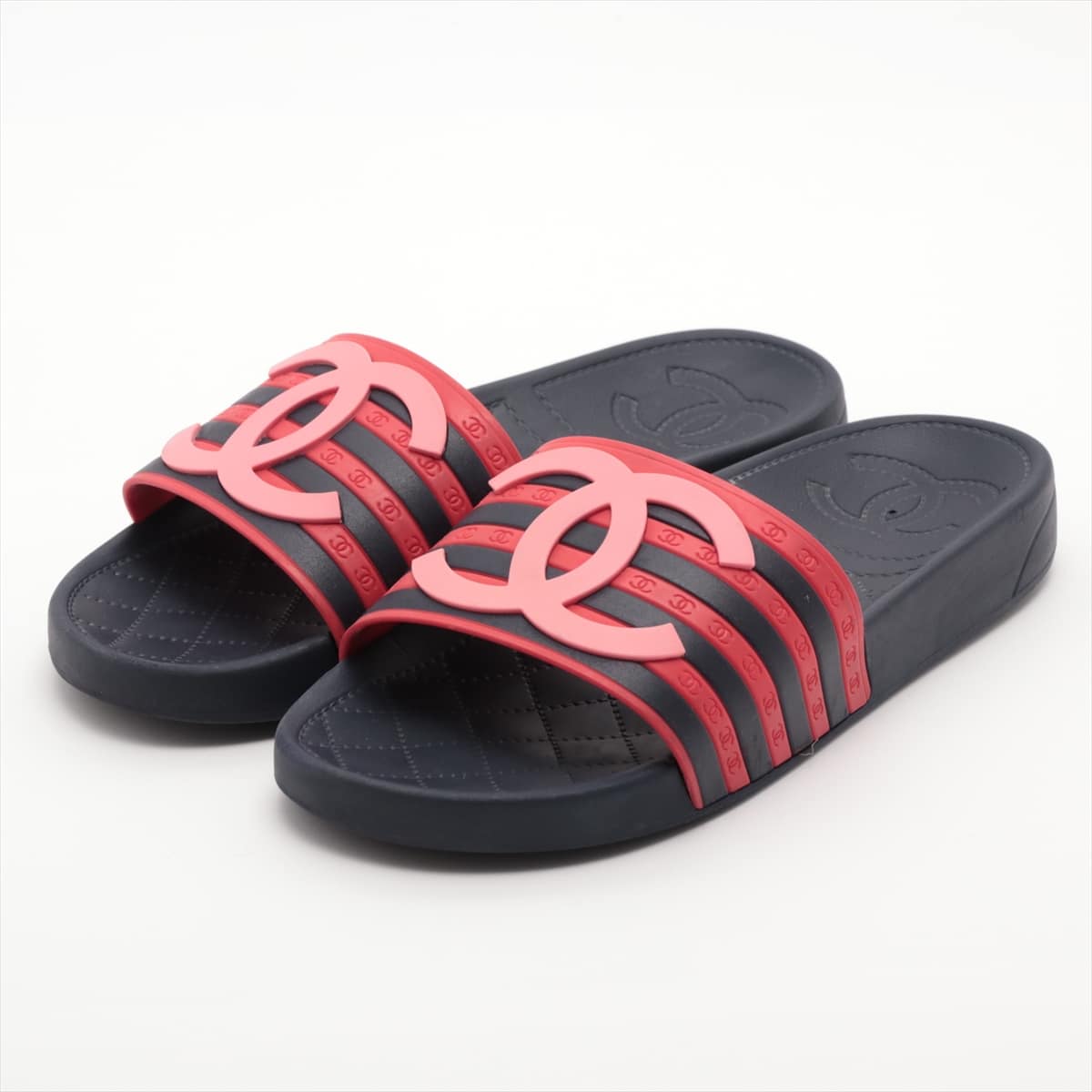 Chanel Coco Mark Rubber Sandals 36 Ladies' Navy x red G33611