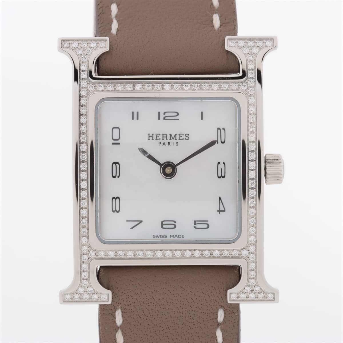 Hermès H Watch HH1.235 SS & Leather QZ Shell-Face