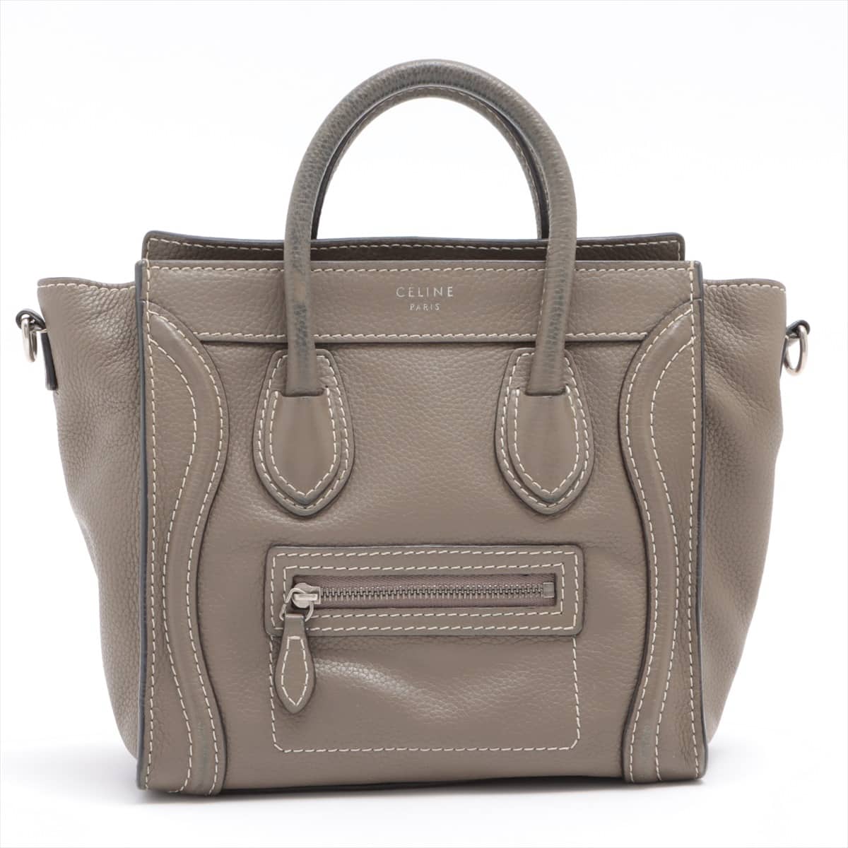 CELINE Luggage Nano shopper Leather 2way shoulder bag Grey