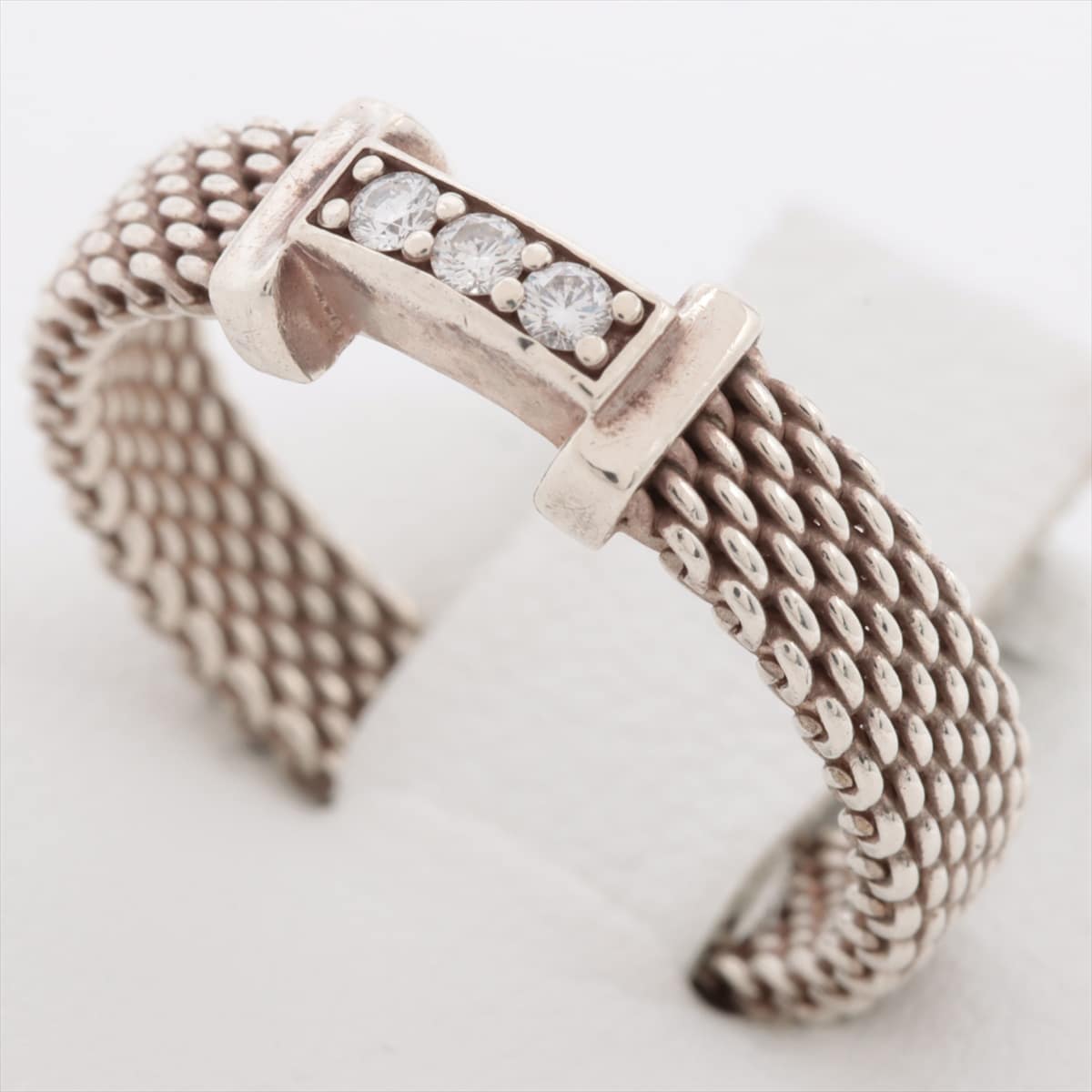 Tiffany Somerset rings 925 2.1g Silver 3P diamond