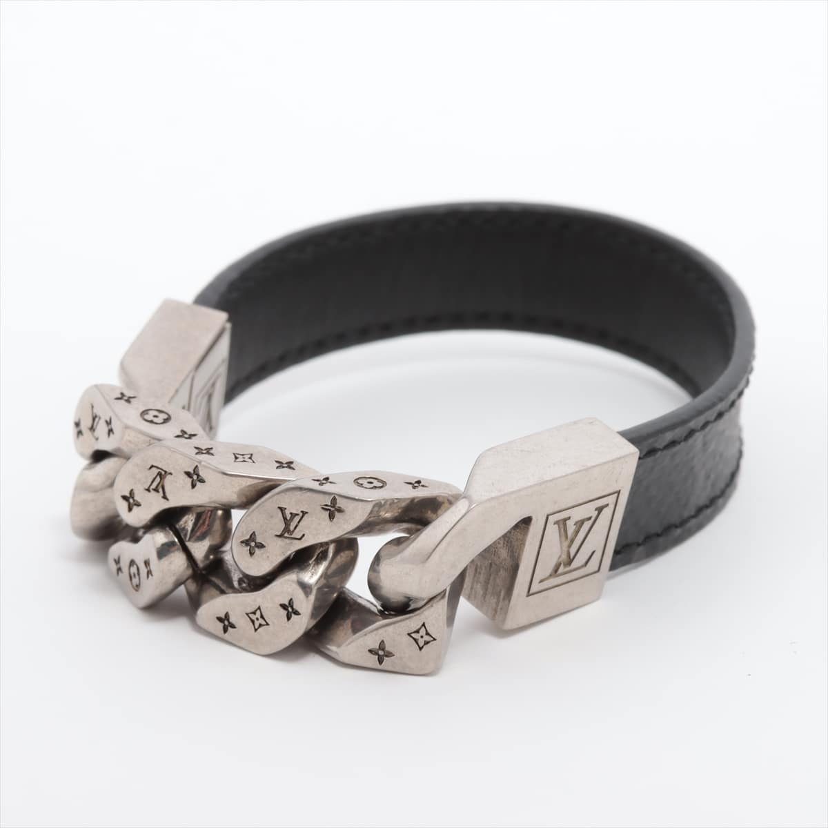 Louis Vuitton M6552 Brasserie Mono chain BC1109 Bracelet GP & Leather Black
