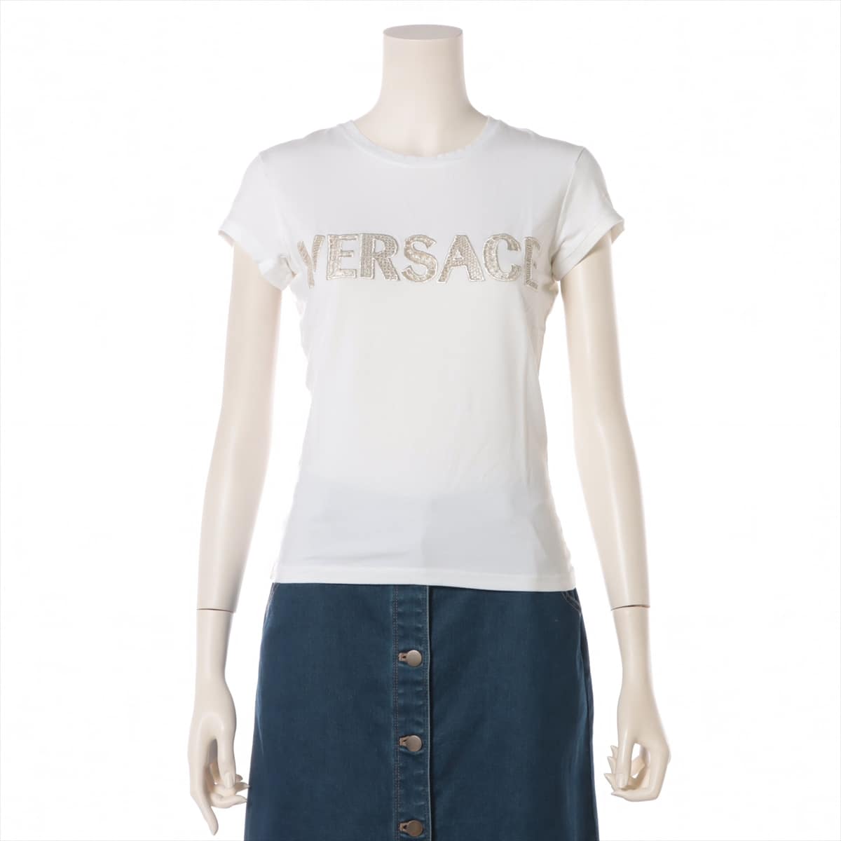 VERSACE Cotton & Polyurethane T-shirt 42 Ladies' White