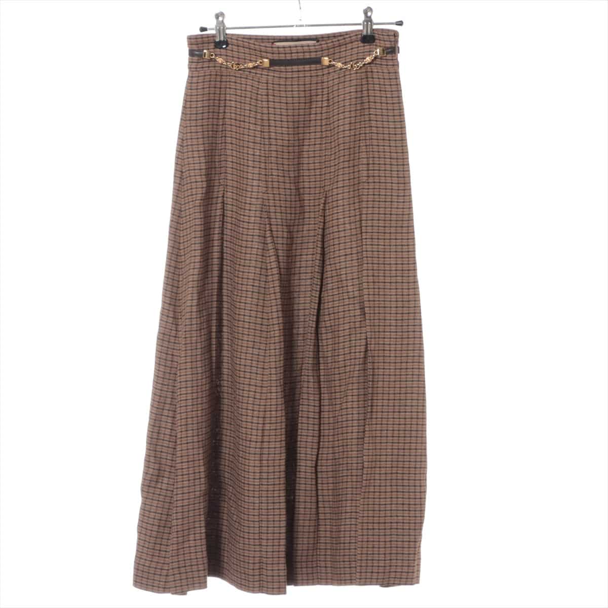 Gucci 21AW Linen Skirt 36 Ladies' Brown  652132 cheques