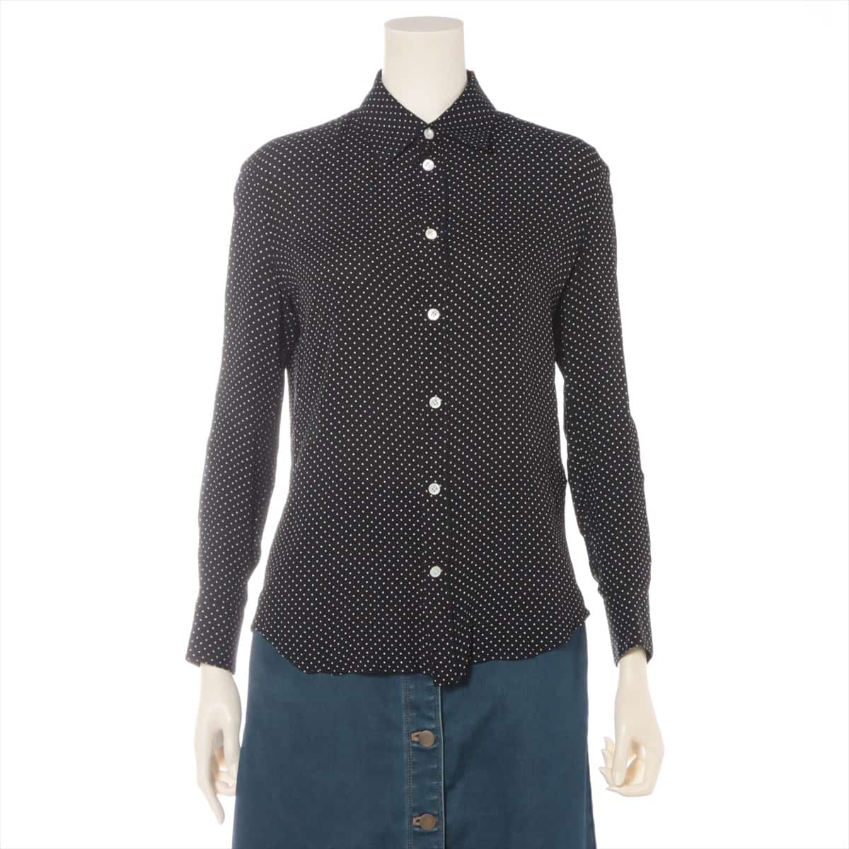 CELINE Rayon Shirt 38 Ladies' Black  20ZY5169D Dot pattern