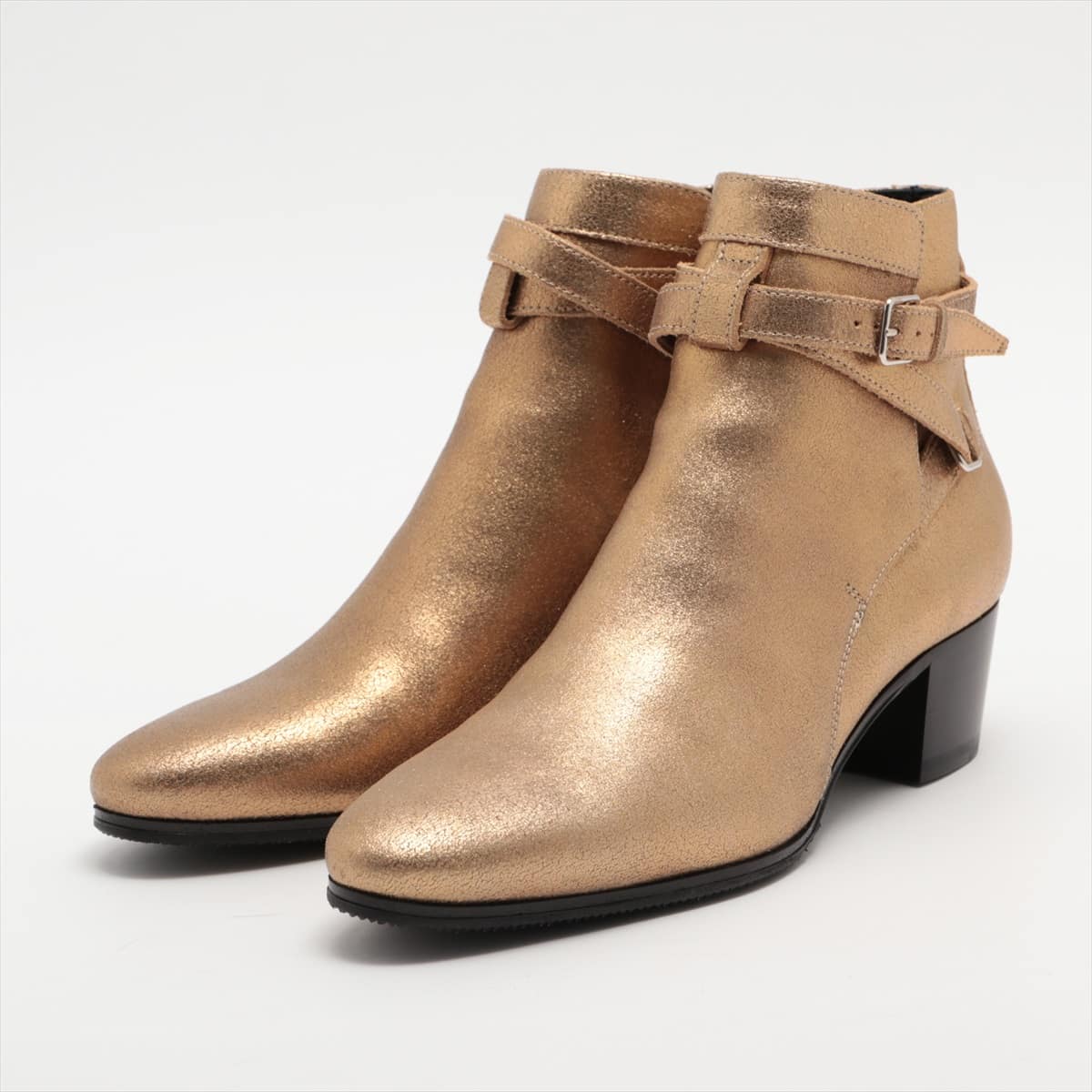 Saint Laurent Paris Eddie period Patent leather Short Boots 38 Ladies' Gold 516237