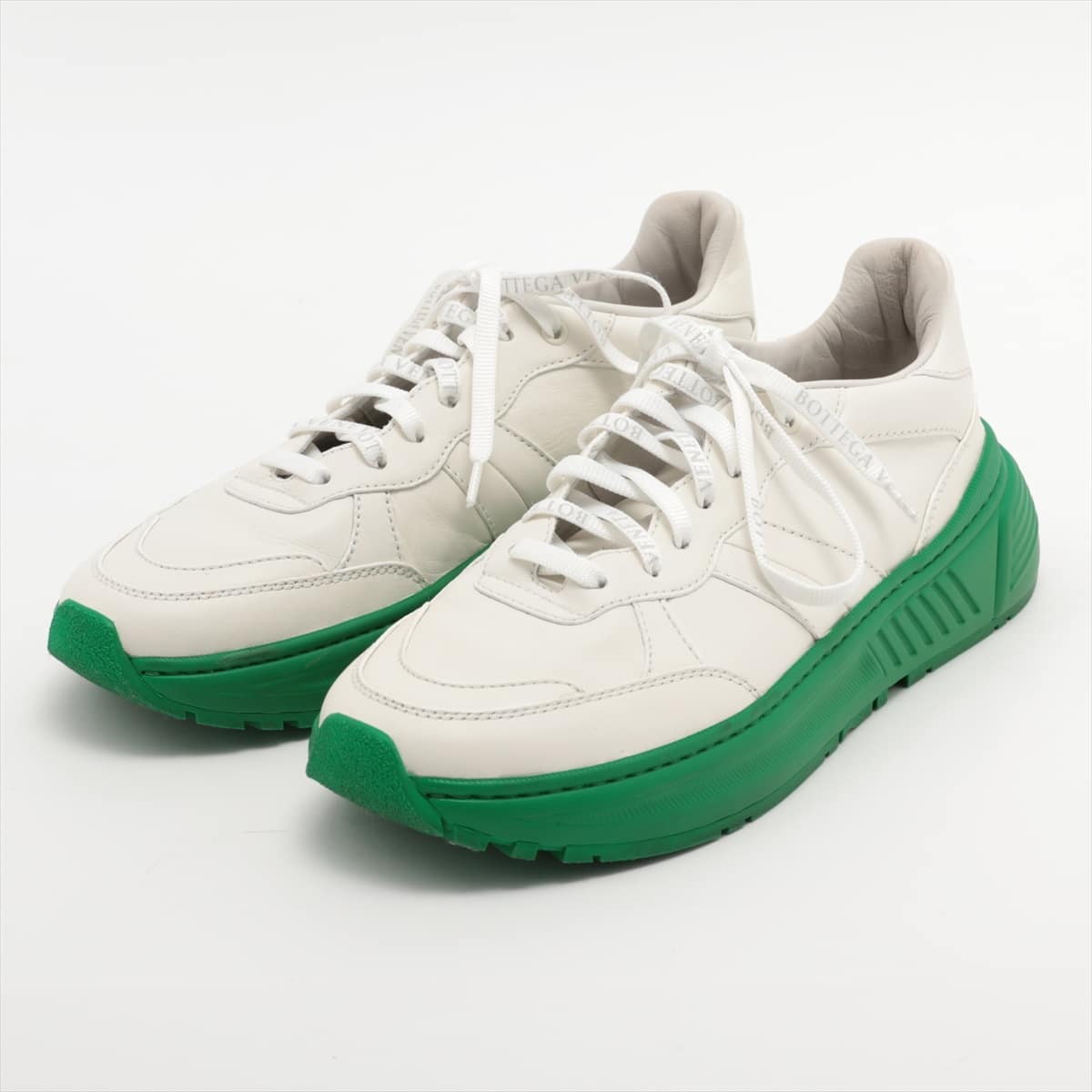 Bottega Veneta Leather Sneakers 42 Men's White x green