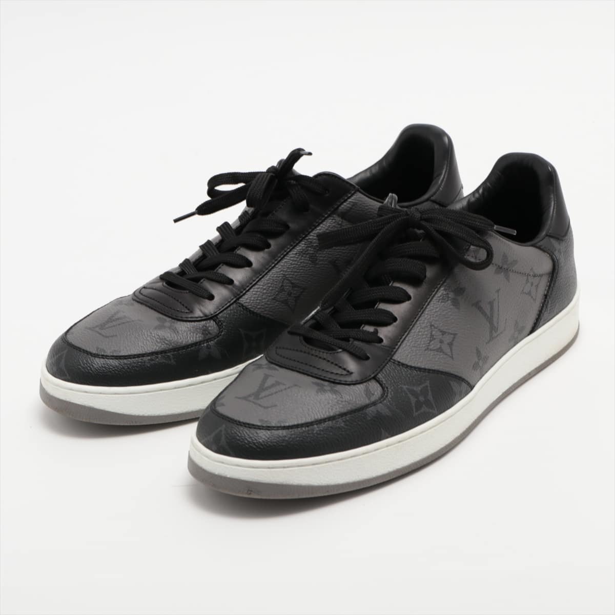 Louis Vuitton Rivoli line 20 years PVC & leather Sneakers 8 Men's Black x Gray Monogram MS0270