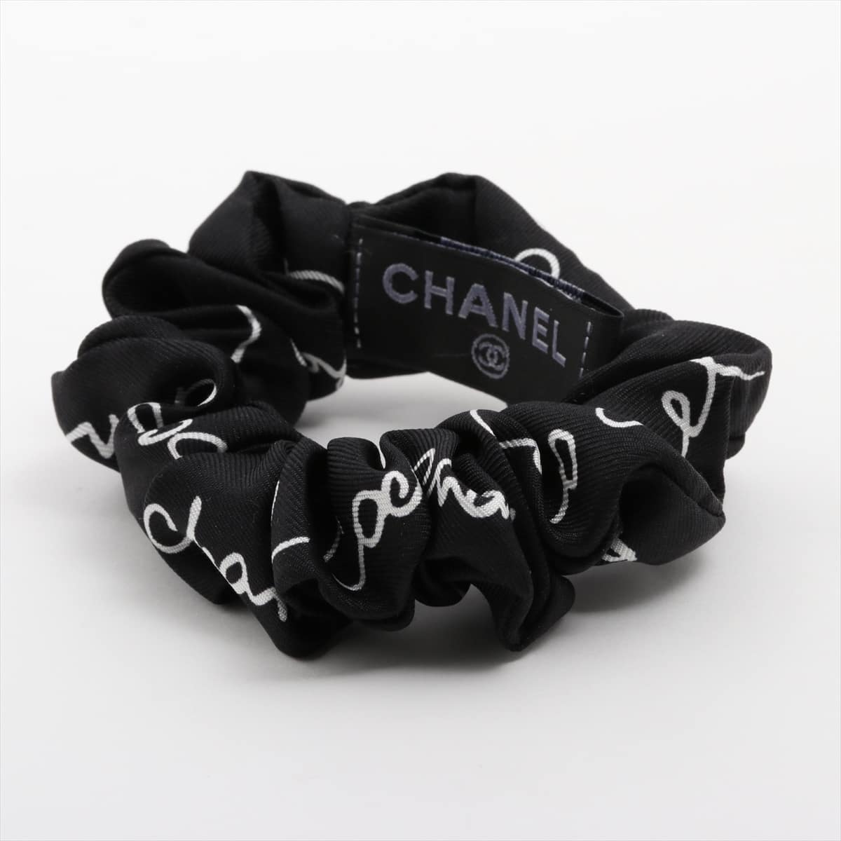 Chanel Coco Mark Scrunchie Silk Black