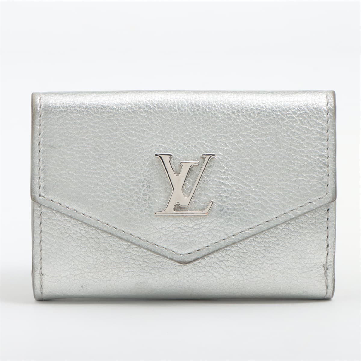 Louis Vuitton Taurillon Portefeuille Lock Mini M69815 Silver Compact Wallet