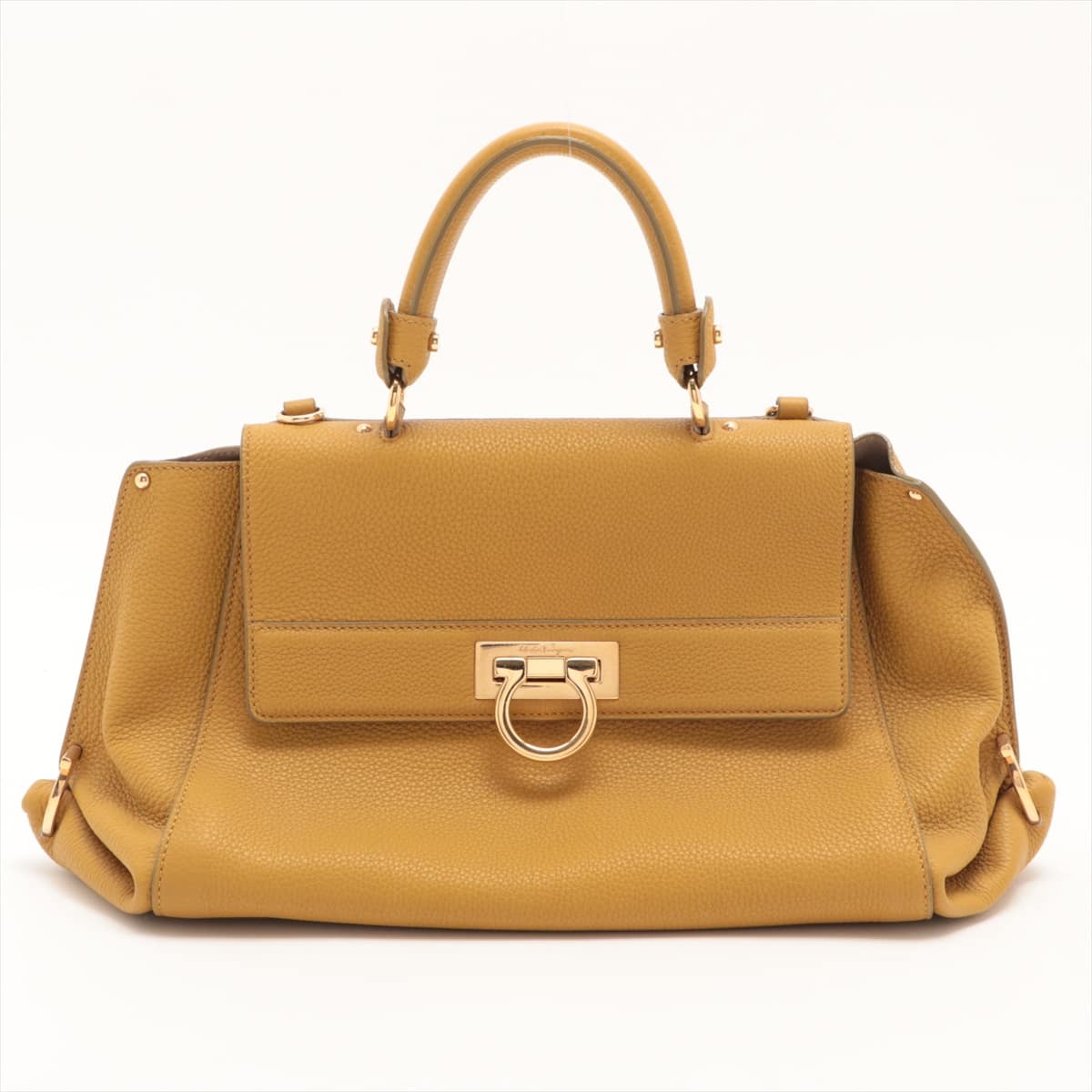 Ferragamo Gancini Leather 2way handbag Yellow