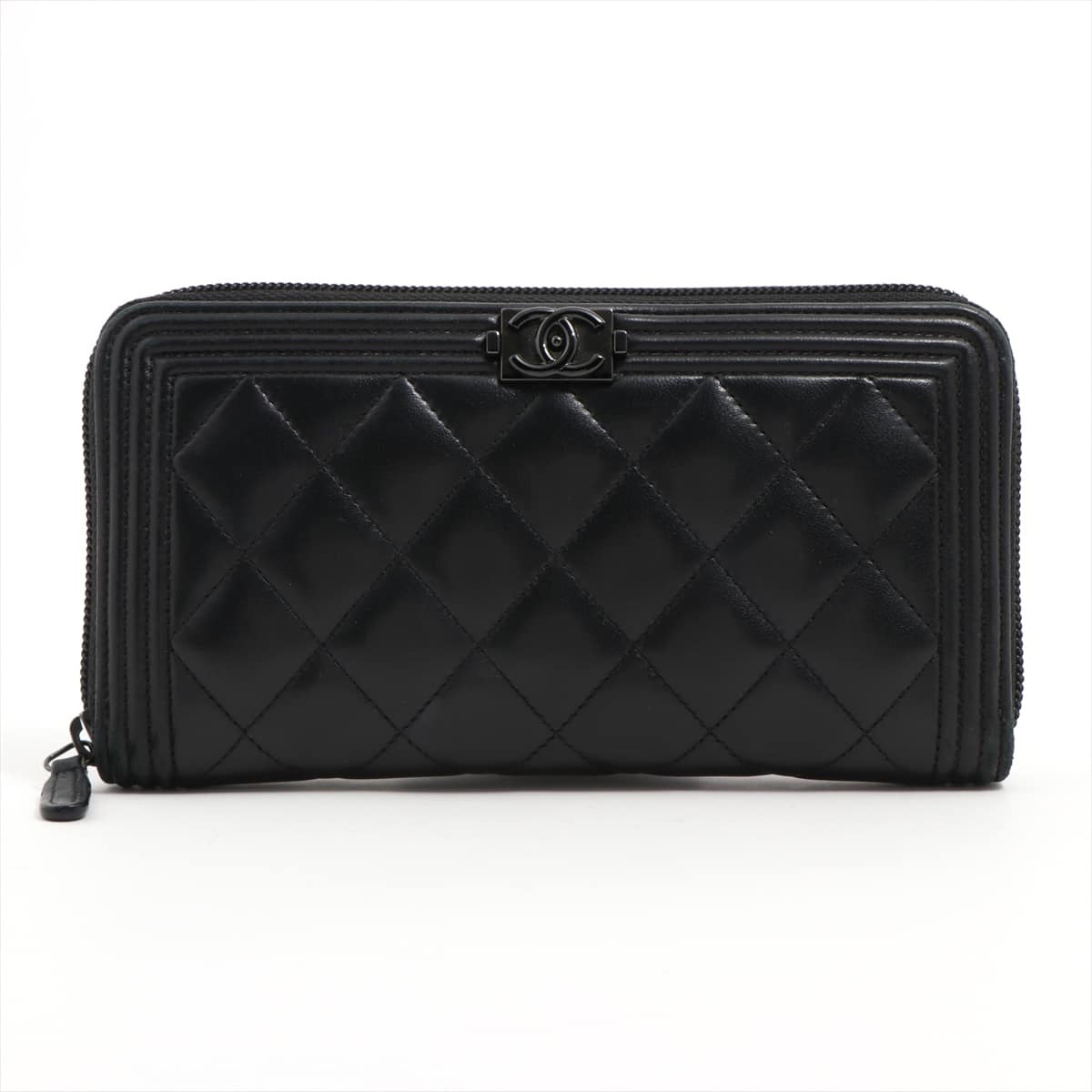 Chanel Boy Chanel Lambskin Round-Zip-Wallet Black Black hardware 25XXXXXX