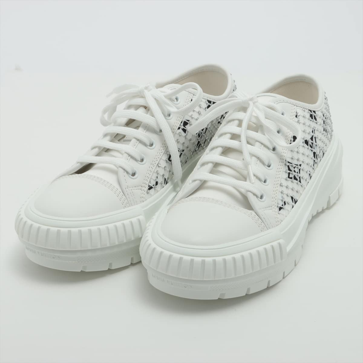 Louis Vuitton 21 years Mesh x leather Sneakers 38 Ladies' White VL0291 LV Squad Line