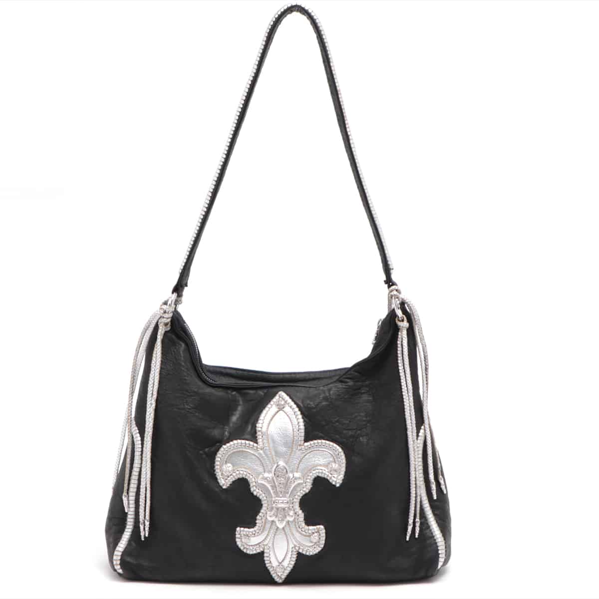 Chrome Hearts BS Flare Shoulder bag Leather & 925 Black × Silver BOLO