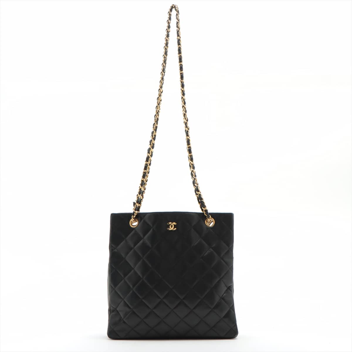 Chanel Matelasse Lambskin Chain tote bag Black Gold Metal fittings