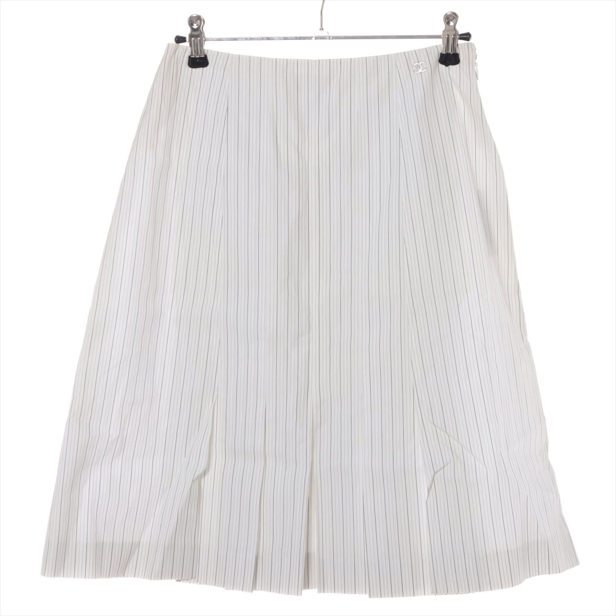 Chanel Coco Mark 01C Cotton Skirt 38 Ladies' White  P16780