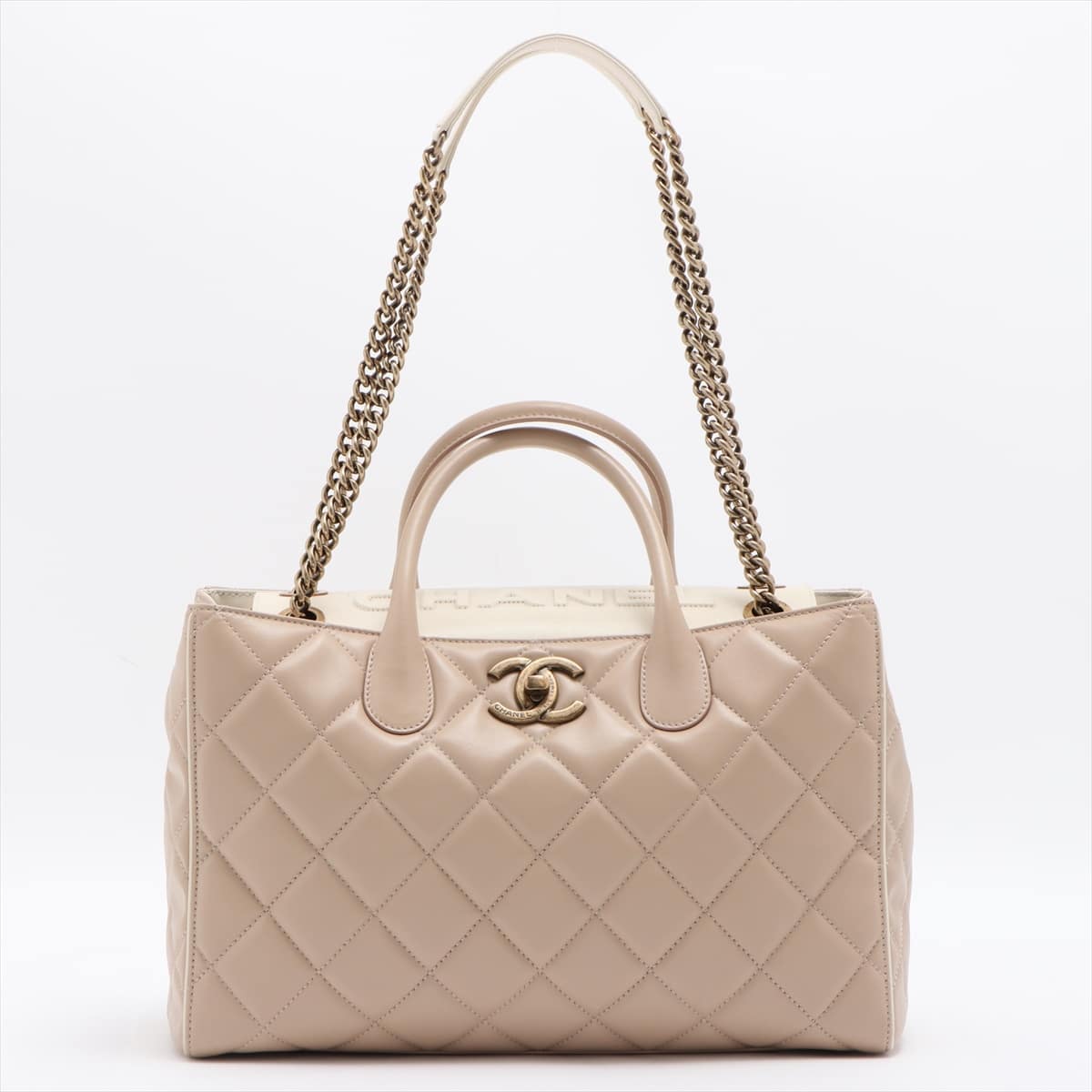 Chanel Matelasse Lambskin 2way handbag Beige Gold Metal fittings 17XXXXXX