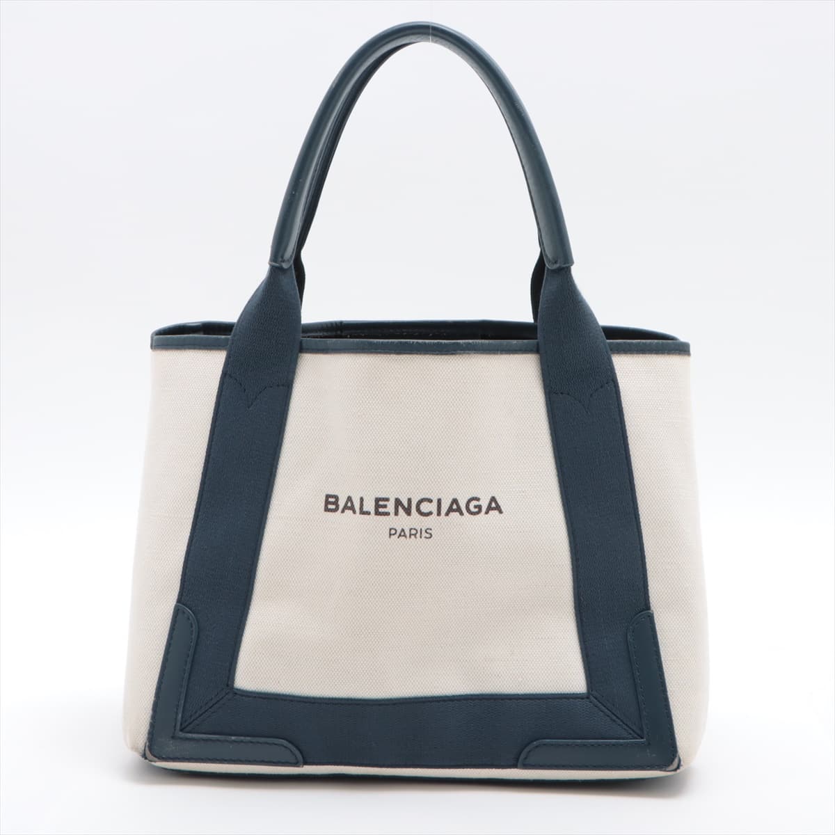 Balenciaga Navy Cabas Canvas & leather Hand bag Navy blue 339933  with pouch