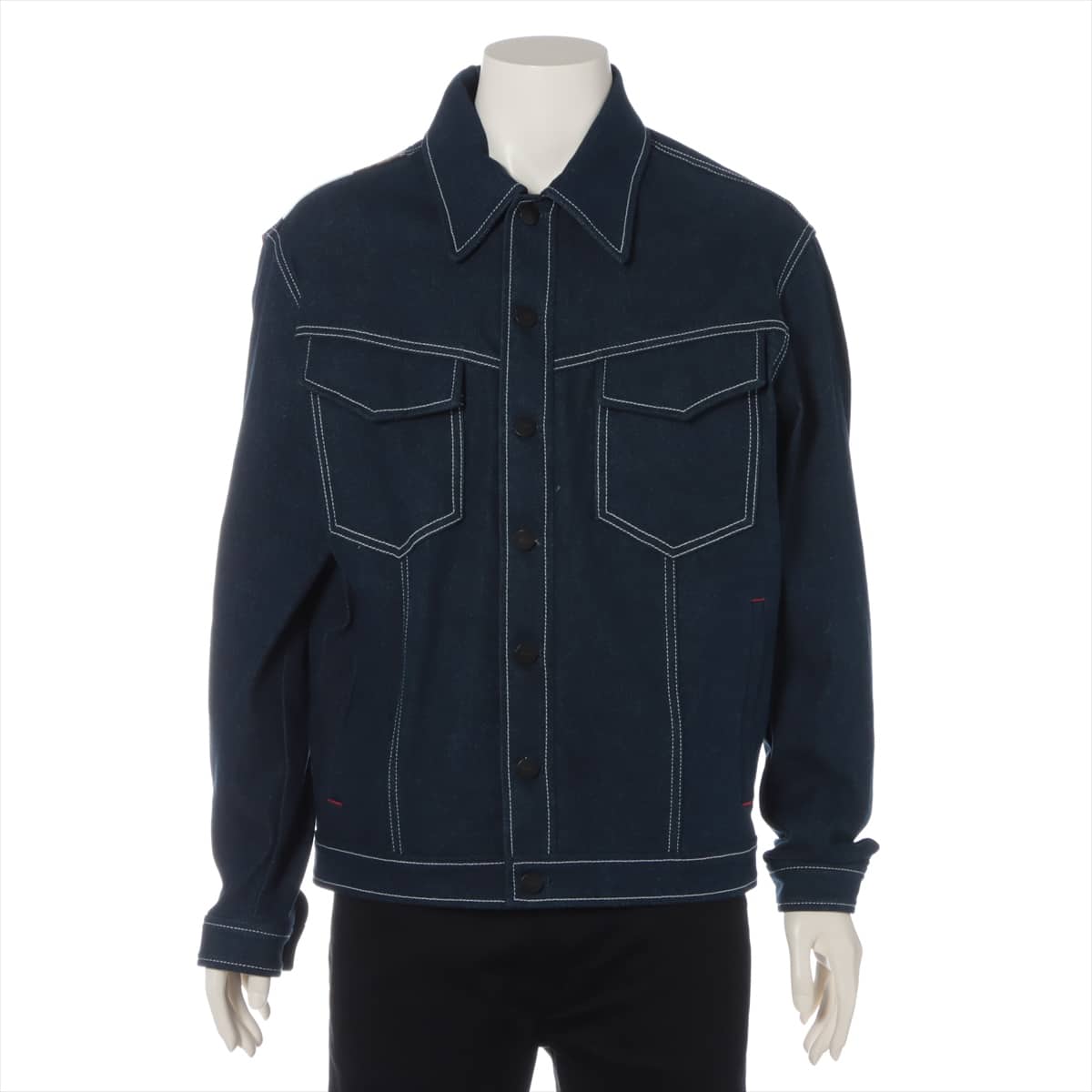 FENDI × FILA 18 years Cotton & Polyurethane Denim jacket 48 Men's Blue indigo  FW0918 back logo