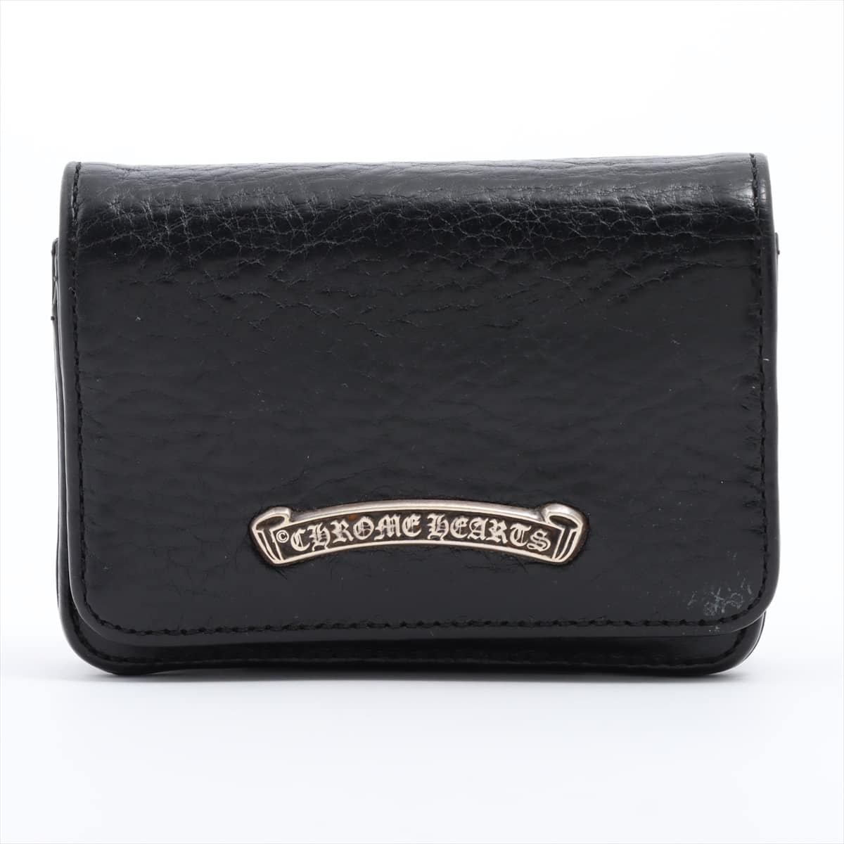 Chrome Hearts Card Case Leather & 925 With invoice 3 pockets Black
