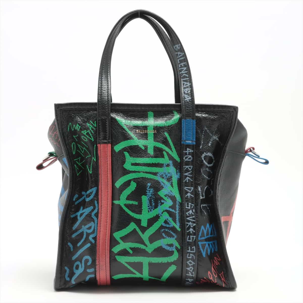 Balenciaga Graffiti Bazaar Shopper M Leather 2way shoulder bag Black 480792