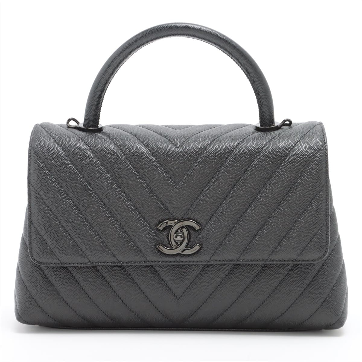 Chanel Coco Handle Caviarskin 2way handbag V Stitch Black Black hardware 26XXXXXX