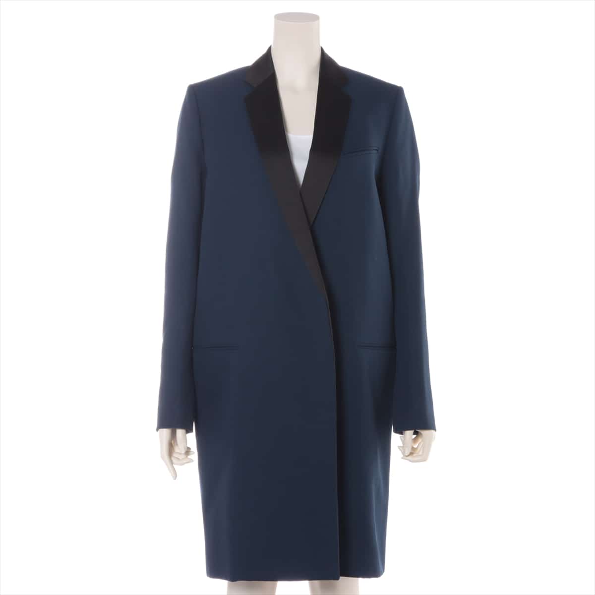 CELINE Phoebe Wool coats 36 Ladies' Navy blue  Crombie coat