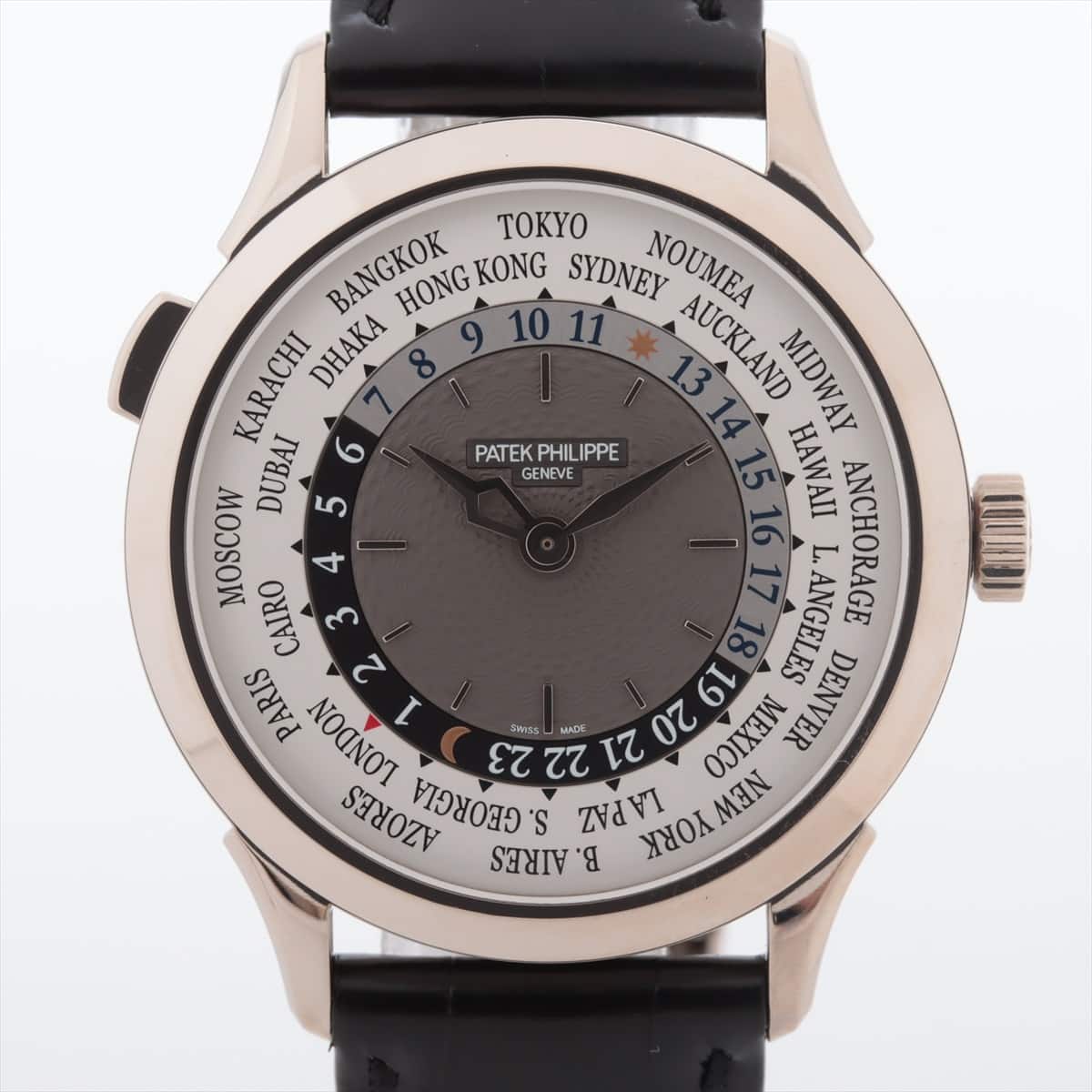 Patek Philippe World Time 5230G-001 WG & Leather AT Silver-Face