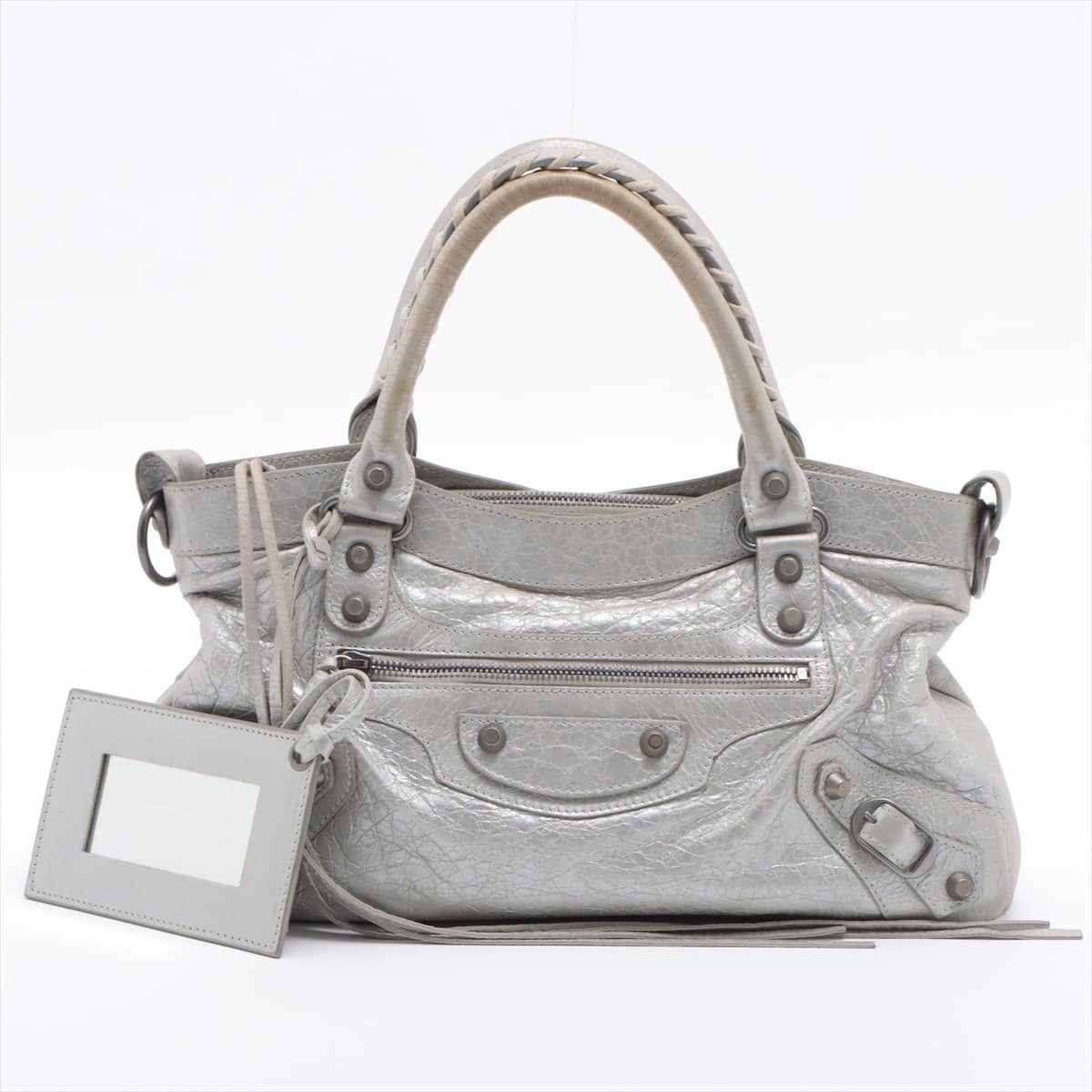 Balenciaga The First Leather 2way shoulder bag Silver 103208 With mirror