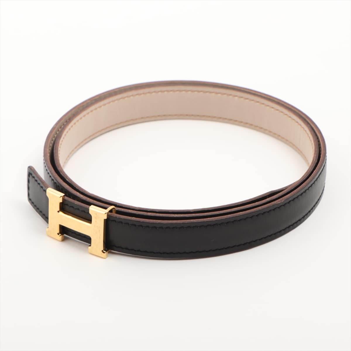 Hermès H Belt □F: 2002 Belt Leather Black Mini H Belt