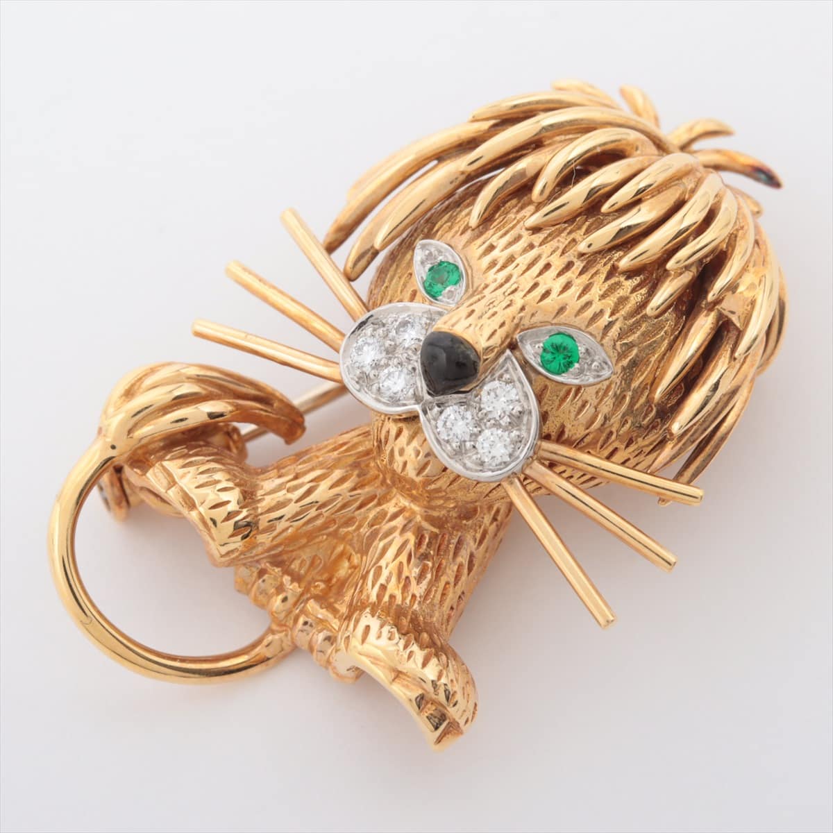 Van Cleef & Arpels Animal clip diamond Emerald Brooch 750(YG) 13.5g Lion