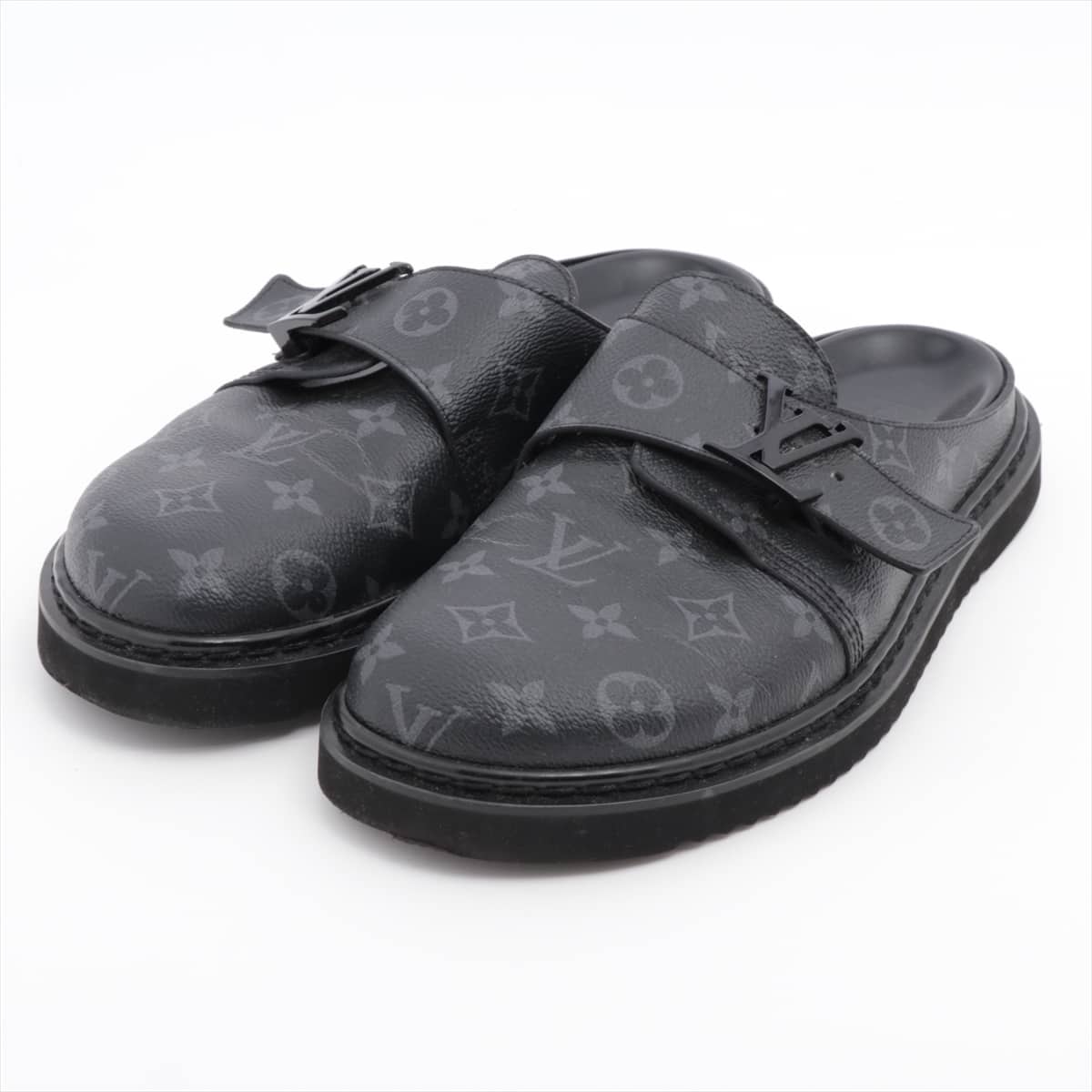 Louis Vuitton 21 years PVC & leather Mule 7 Men's Black x Gray LV EASYLINE Monogram Eclipse FD0231