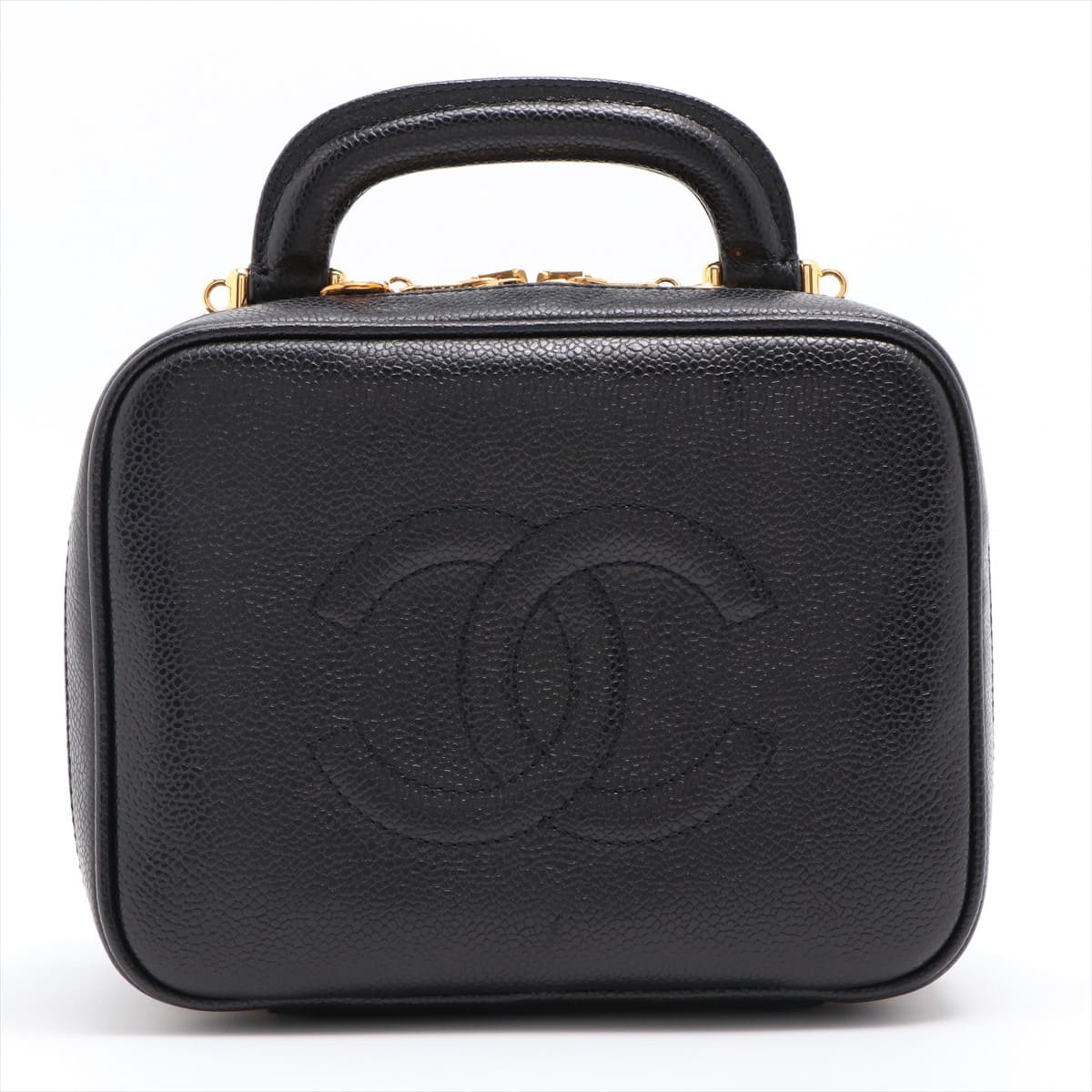 Chanel Coco Mark Caviarskin Vanity bag 2WAY Black Gold Metal fittings 4XXXXXX Comes with case