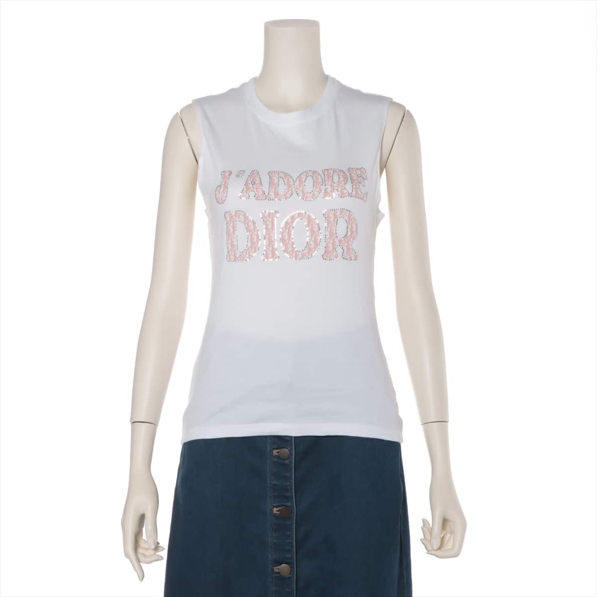 Christian Dior Trotter Year 04 Cotton Tank top F38 Ladies' White  J’ADORE 4P16155304