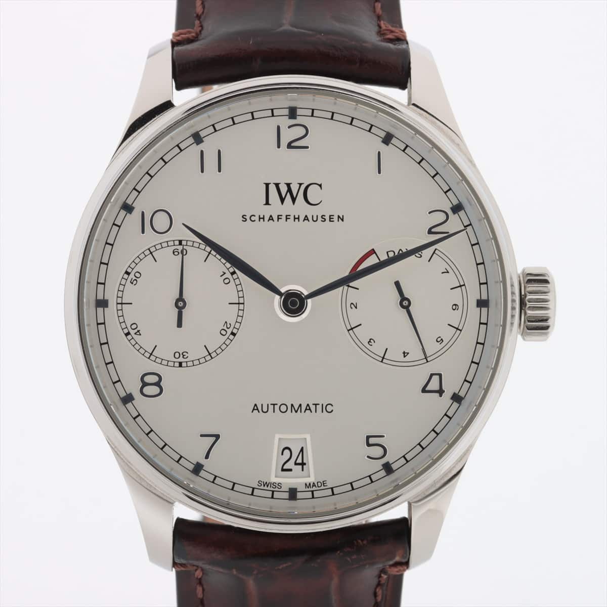 [Chrono] IWC Portugieser 7DAYS IW500712 SS & externally manufactured leather AT Silver-Face