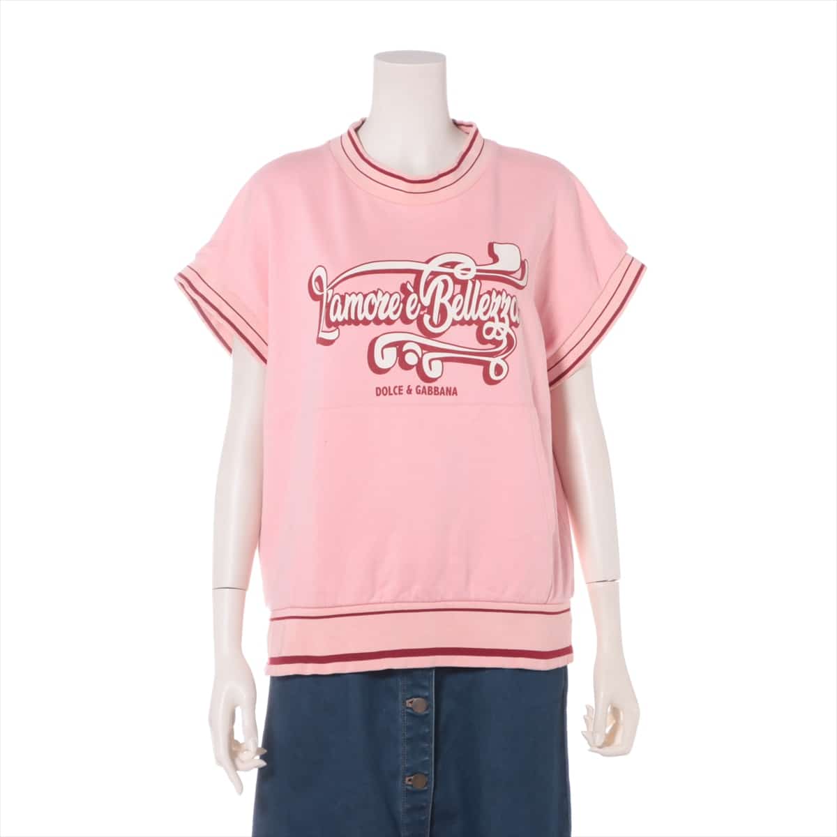 Dolce & Gabbana Cotton T-shirt 36 Ladies' Pink  Sleeveless L'Amore ? Bellezza Print sweatshirts