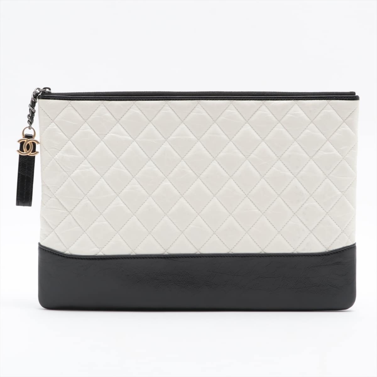 Chanel Gabrielle Doo Chanel Leather Clutch bag Black × White Gold x silver metal fittings 25XXXXXX