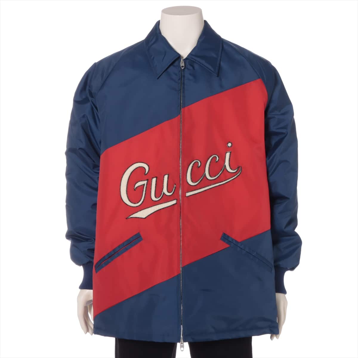 Gucci Nylon Jacket 46 Men's Navy x red  644018